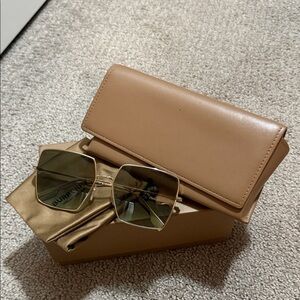 Burberry Gold and Tan Sunglasses with Case